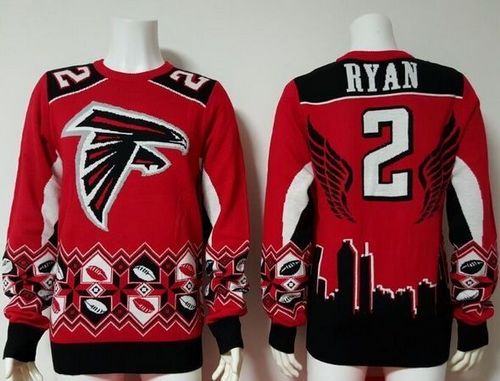 Nike Falcons #2 Matt Ryan Red/Black Men's Ugly Sweater - Click Image to Close